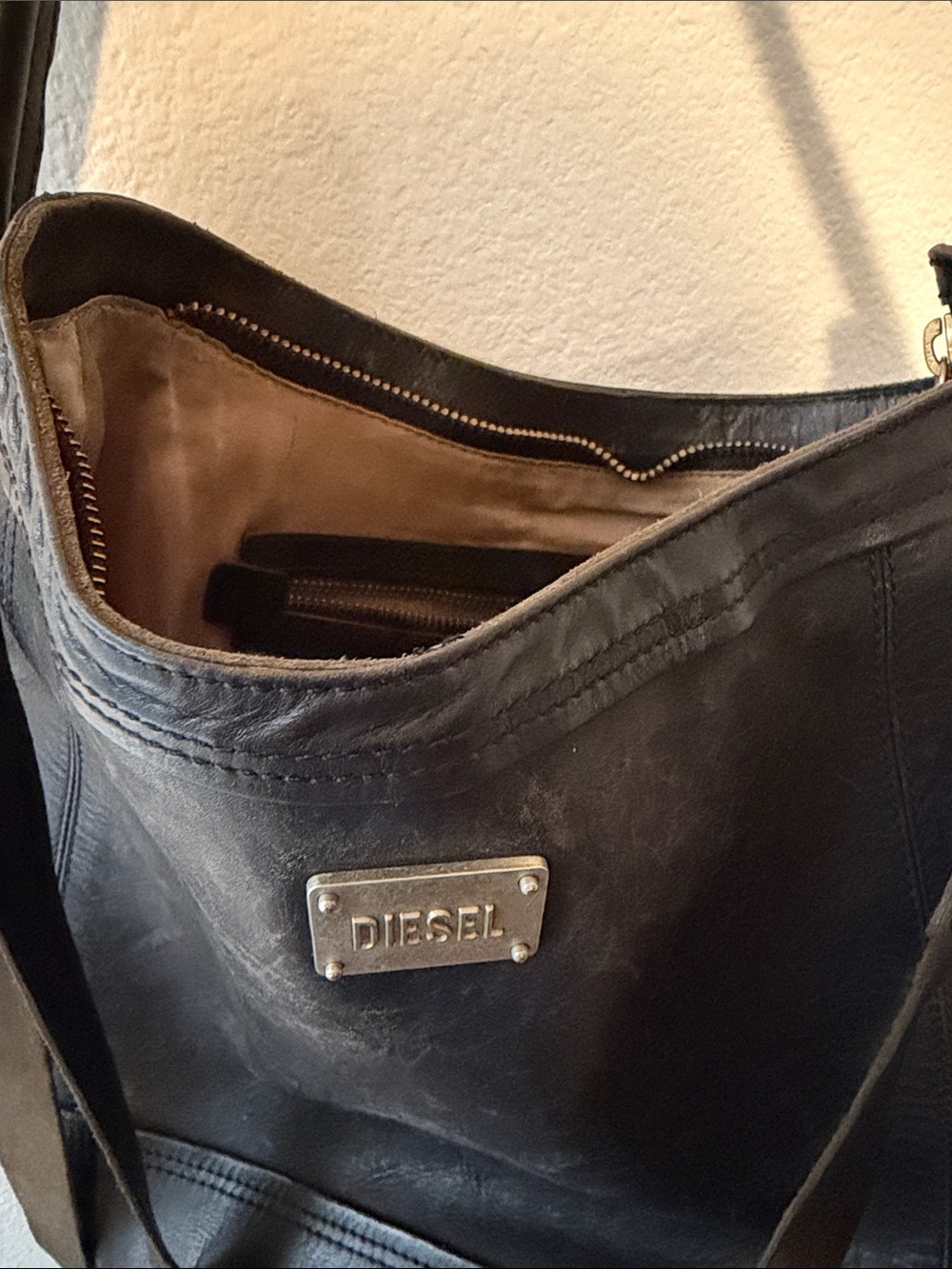 Diesel Black Leather Shoulder Hobo with Gold Hardware - Picture 2 of 2